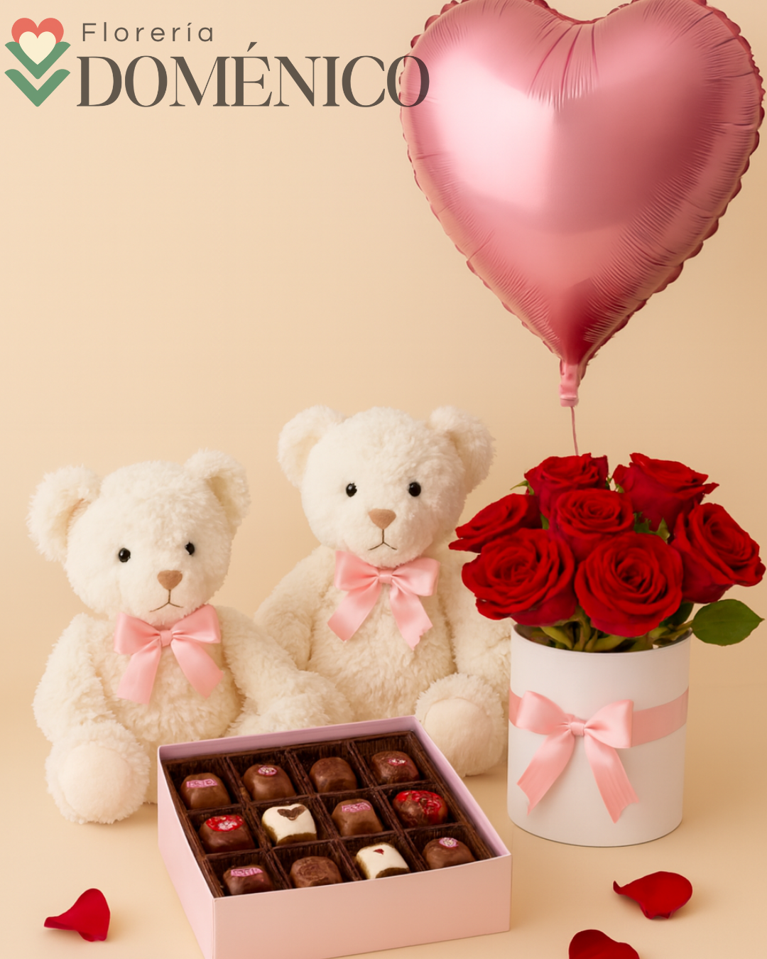 Osito de peluche + Globo + Diseño con base