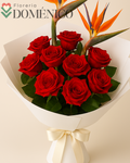 Ave del paraíso + Rosas rojas